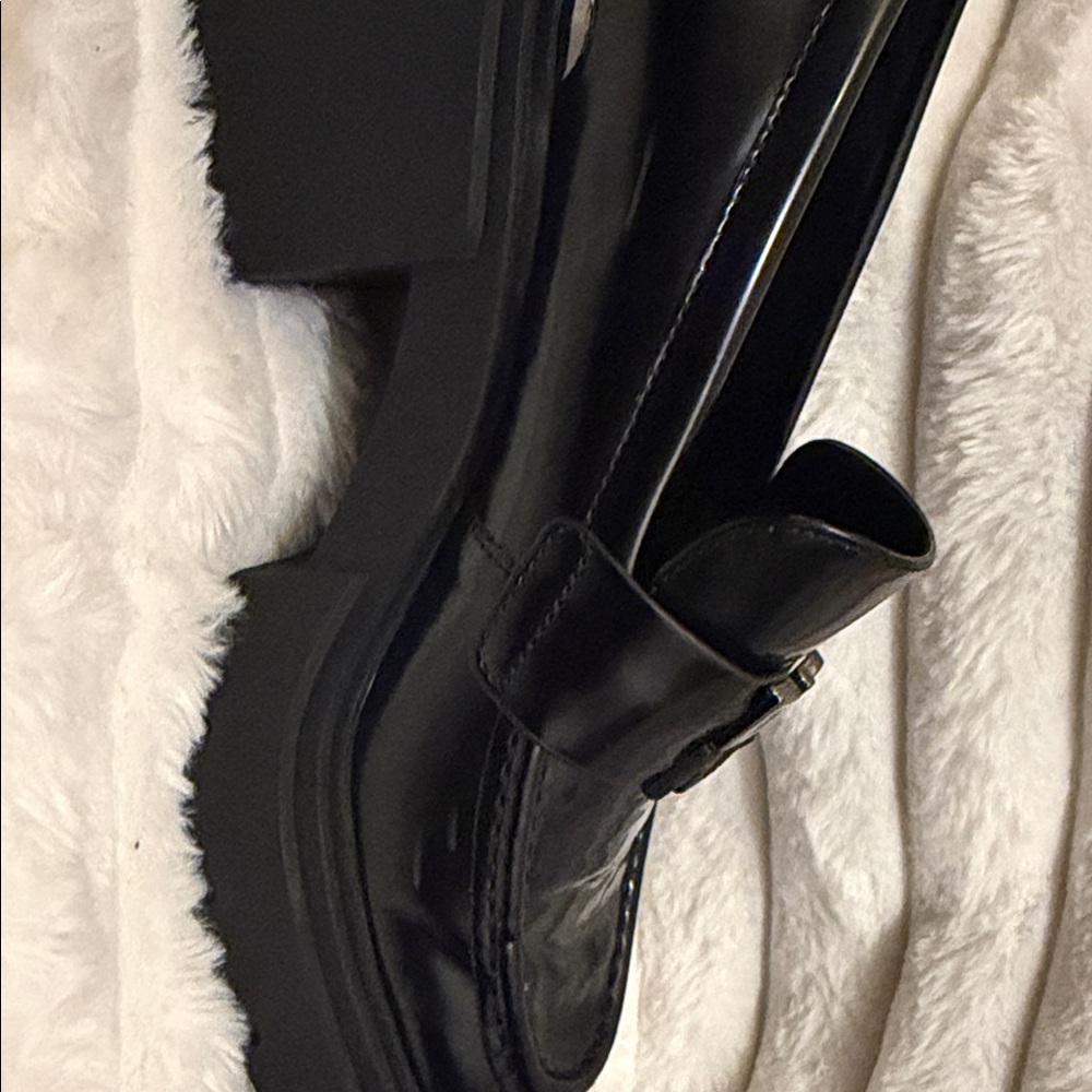 DKNY Glossy Black Platform Loafers - Picture 7 of 9
